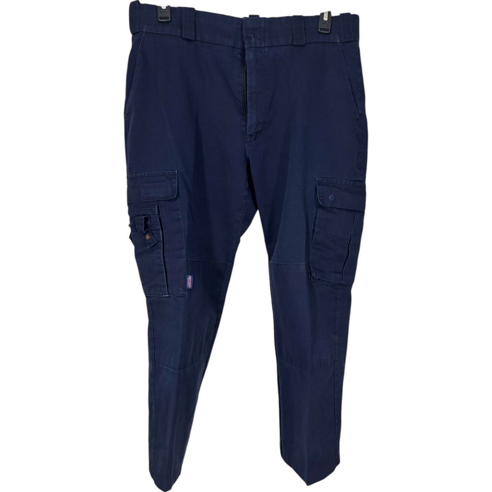 Pro Tuff Cargo Pants Mens W36 Regular Fit Flat Front Work Twill Straight Blue